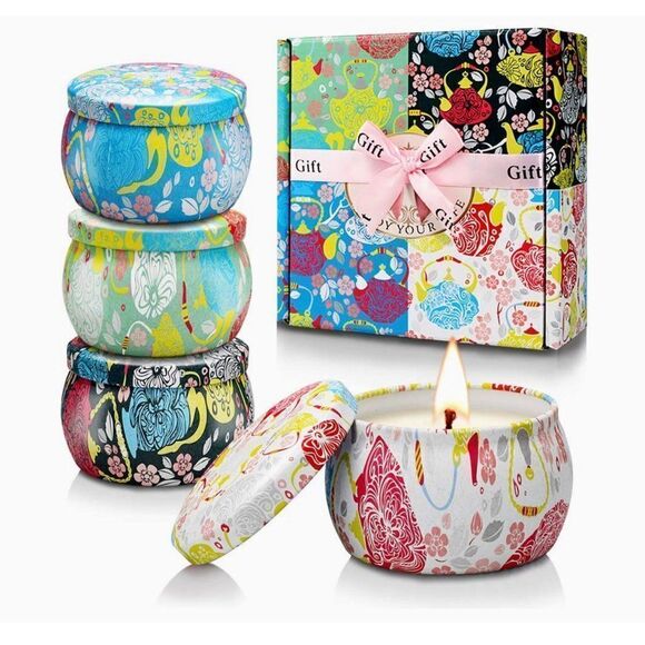 Enjoy Your Life 4 Pack Floral Scented Candles Gift Set NWT - Picture 1 of 8